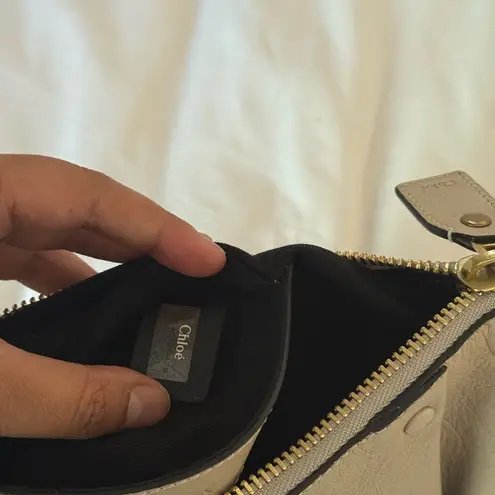 Chloé Chloe Cream Brown Stone Detailing Bag Purse Leather Quiet Luxury