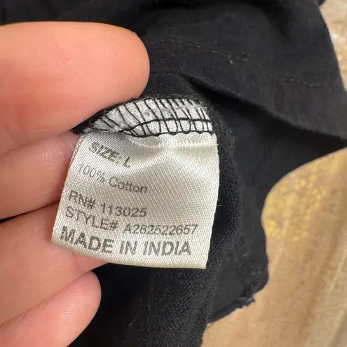 Vibe N' Black Orange Yellow Green Boho Embroidered Flower Crop T Shirt Large