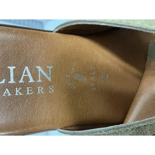 Italian Shoemakers Womans Italian Shoe Makers Slipon Thong Sandals 10 Brown Wedge Heel Rhinestones