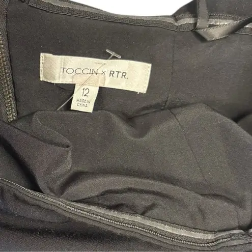 TOCCIN X RTR Puff Bow Sleeve Crop Top Black Taffeta Off