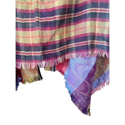 Tolani Isabelle plaid wool leather trimmed cape