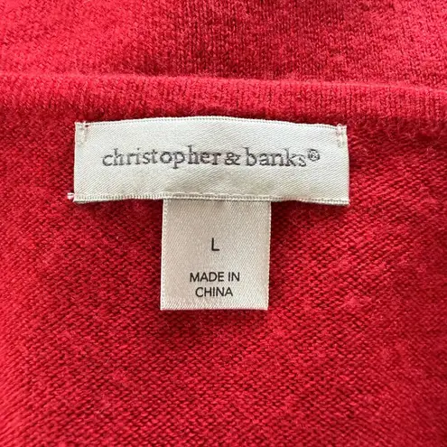 Christopher & Banks red long sleeve v-neck stretchy embellished sweater size L