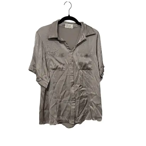 DISSH Simone Pewter Satin Blouse Top Size 2 Silver