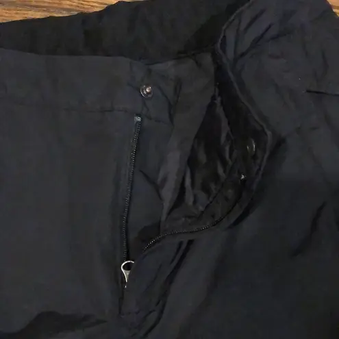 LANDS END Black Lined Snow Pants Zipper & Snap Close Internal Tab Sz MED 10/12