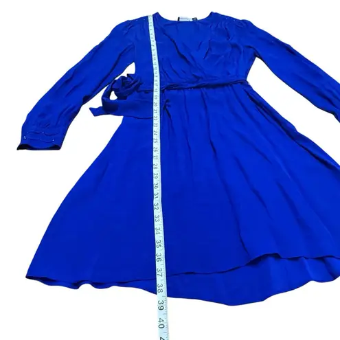 Karen Millen Blue Knot Waist Fit Flare Long Sleeves Formal Casual Dress 10