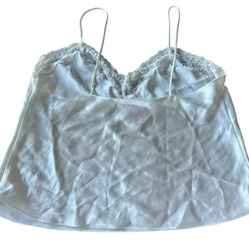 Vintage La Mouette Women’s M Lace Trim Camisole Tank Cream White Satin Coquette Size M