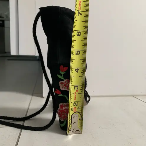 Missguided Black Embroidered Lace Up Block Heels