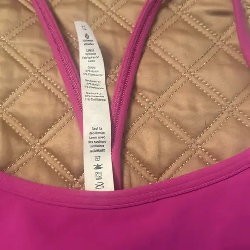 Lululemon  size 12 fuschia pink purple tank top bra built in like new