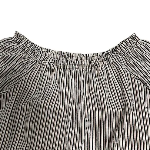 Bobeau Striped Off Shoulder Dress Ruffle Bell Sleeve Casual Everyday Dress Sz S