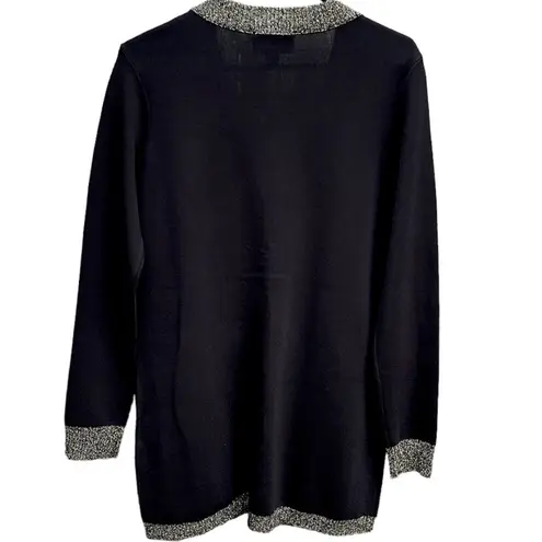 Joseph Ribkoff NWT Black Gold Contrast Trim Knit Long Cardigan Size Medium