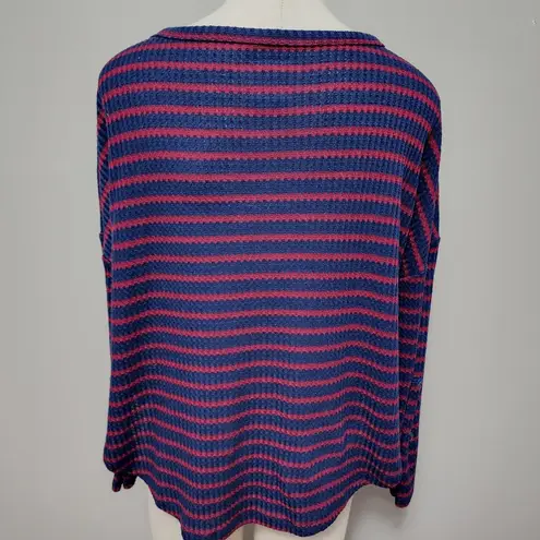 Arizona Jeans Arizona blue red stripe long sleeve waffle knit tee size medium