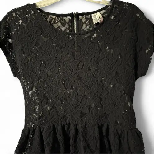 Ransom Black Sheer Floral Burnout Peplum Top
