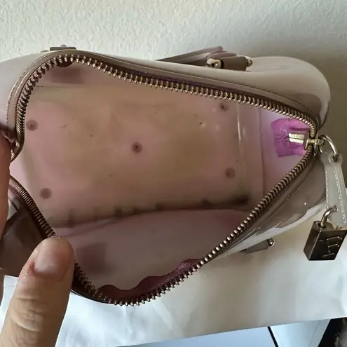 Furla Italy Candy Bag Dark Pink Rubber Vinyl Handbag Boston Bag W/ Dust Bag