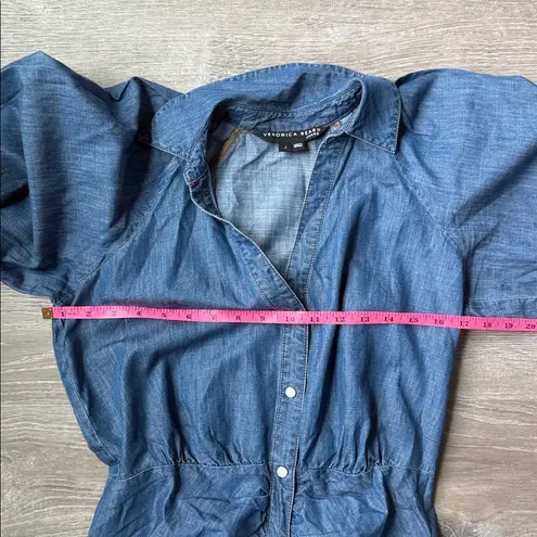 Veronica Beard Allie Ruched Chambray Minidress XS
