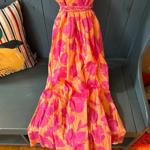 Gap Hot Pink/Orange Maxi Dress, Size Large