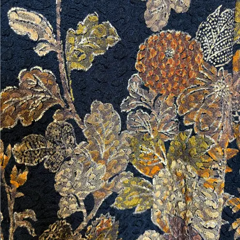 Vintage MSK Black Floral Brocade Beaded Hem Evening Cardigan Jacket XL Gold