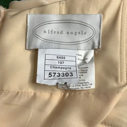 Alfred Angelo Champagne Chiffon Overlay Formal Prom Hi/Lo Strapless Dress M