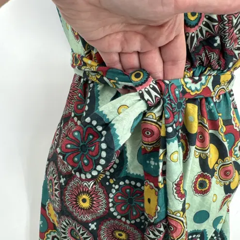 Vintage Y2K 90s Luna Claire Babydoll Dress Small Green Retro Geometric Pockets