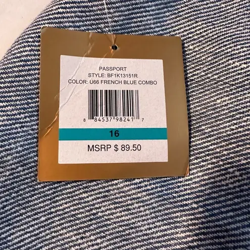 Ellen Tracy Pencil Skirt Womens 16 Passport French Blue Combo Back Zip NWT