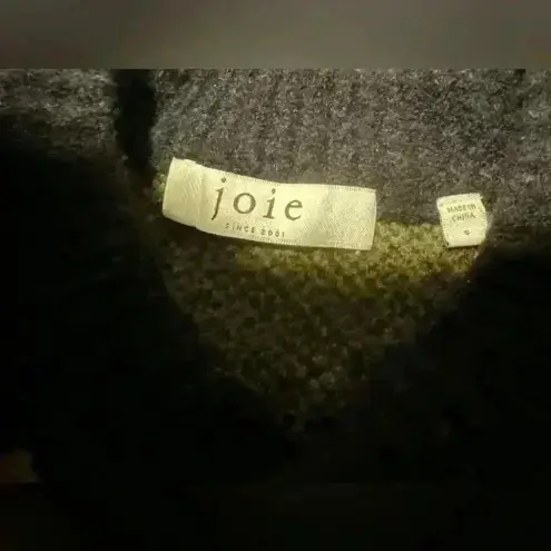 Joie  $278 Wool Junot Crewneck Pullover Caviar Green Black Sweater Twee Preppy