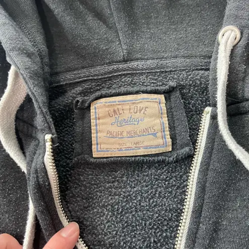 Cali Love Heritage Gray Zip Hoodie Women’s Large Fleece Lined Casual Sweatshirt Black