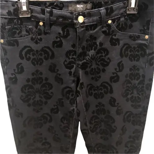 Mossimo Velour Boho Print Skinny Jeans women's size 6 Black