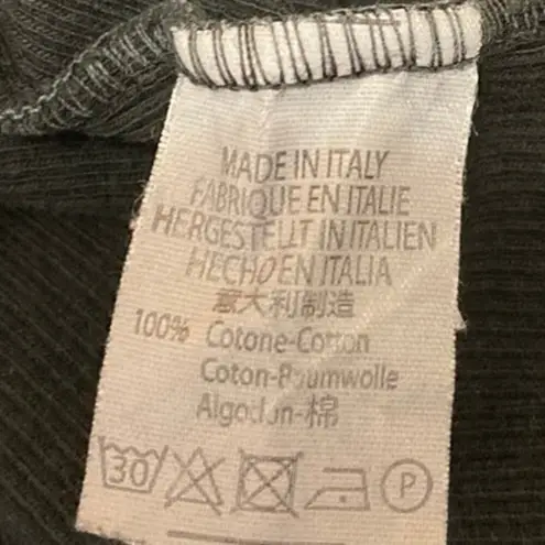 Brandy Melville  Black Short Sleeve Ribbed Knit Button Up T Shirt Crop Top Size S