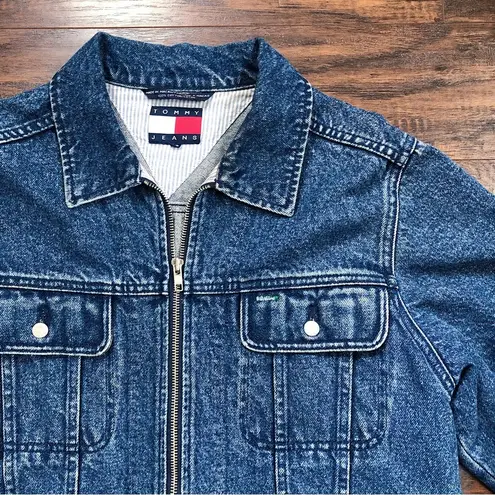 Tommy Hilfiger  • vintage denim jacket zip front trucker logo blue jean 90s y2k