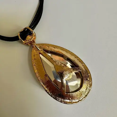 Rhinestone teardrop pendant necklace on multi Cord