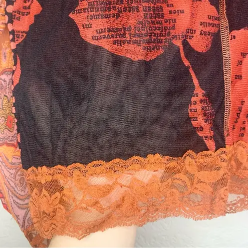 Vintage Y2K 90s Beaded Mesh Graphic Design Zip Up Sheer Jacket Shrug Size M Size M