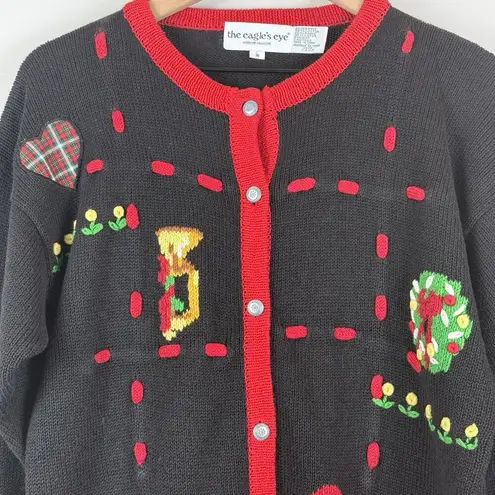 Vintage 1992 Eagles Eye Collection Holiday Sweater S Ugly Christmas Heart Retro