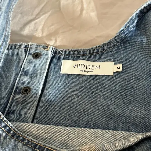 Hidden Los Angeles Denim Crop Tank Top Button
