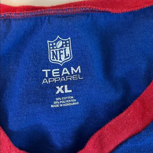 NFL Team Apparel NY Giants VNeck Short Sleeve TShirt Blue/Red Size XL Blue