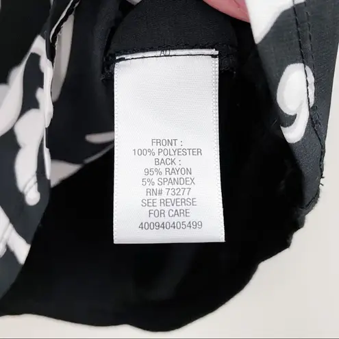 Elle Damask Dressy Top Black White XS