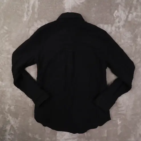 Quince Muslin Button Up Shirt Women's XS Black Long Sleeved Cotton Soft
