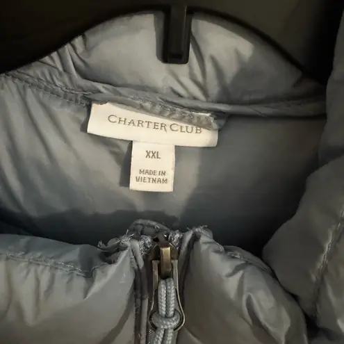 Charter Club Women's Packable Hooded Puffer Coat Blue Plus Size XXL