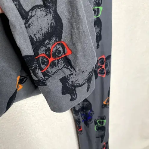 French Bulldog High Waist Graphic Soft Joggers Gray Medium Loungewear PJ Pants