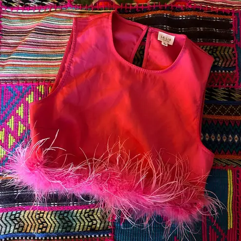 Le lis  pink feather crop tank top 💖 size S, NWOT