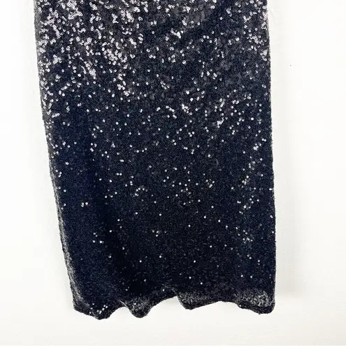 Christina Wu Black Sequin V-Neck Sleeveless Hidden Back Zipper Dress, Size 2