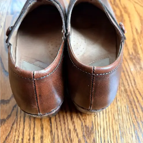Dansko Solstice Brown Leather Split Toe Strap Clog Shoes - 39 (8.5-9)