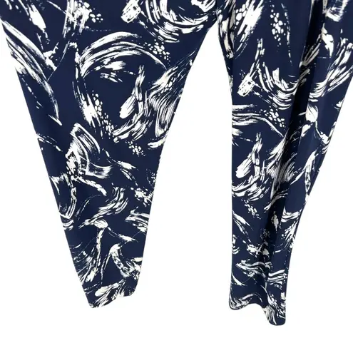 Gilli Navy White Jumpsuit Abstract Print Sleeveless Jersey Stretch Size Large Blue