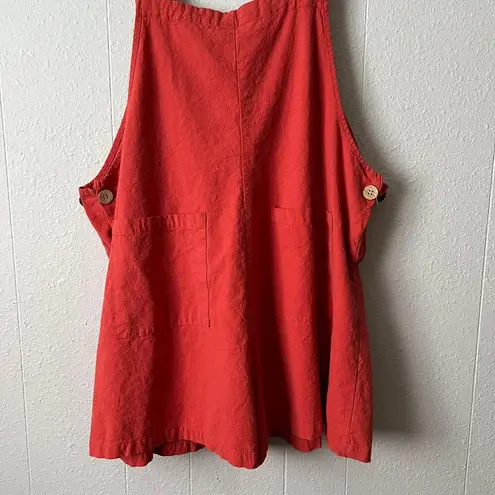 Overall Shorts Womens 2X Pleated Cotton Blend Breathable Beachy Travel Vacation Orange Size 18