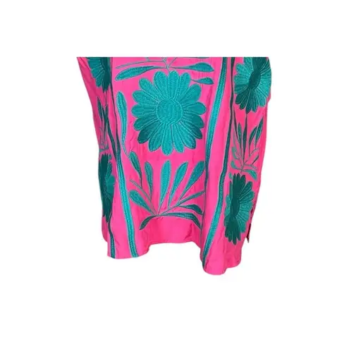 Pink Embroidered Top Size Large Resort Coconut Girl Beach Floral Tropical Cruise