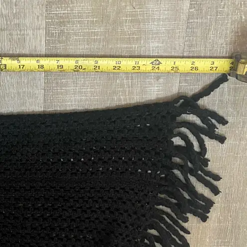 Black Knit Fringe Infinity Loop Scarf Neck Wrap Crochet Boho Goth Grunge OS
