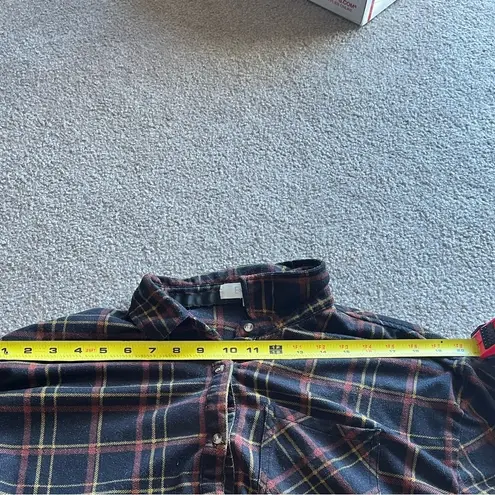 Eden & Olivia Women’s Black Brown Yellow Plaid Button Down 3/4 Sleeve Flannel M