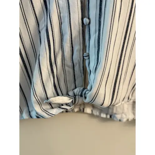 Sim & Sam Womens White Blue Striped 100% Rayon Size Medium