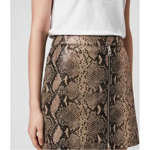 ALLSAINTS ππ Lena Oba Leather Skirt ~ Snake Pink