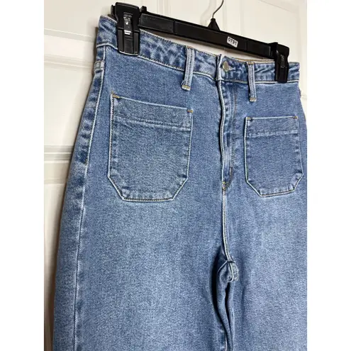 Just Black  Denim Size 27 Blue Patch Pocket Wide Leg Jean Medium Wash