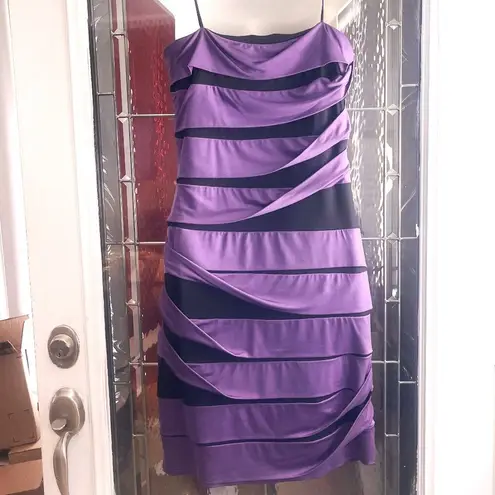 City Studio Women Min Cocktail Sequins Dress Purple & Black Sz L Stretch Size L