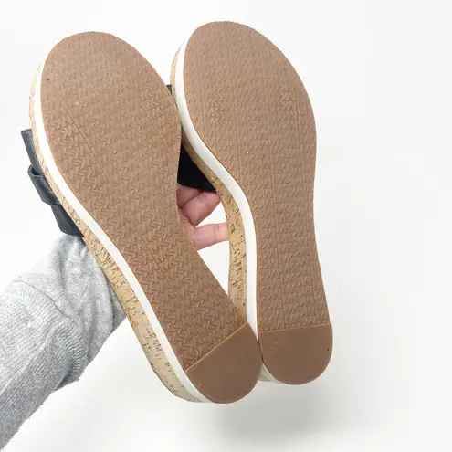 Michael Kors Black Leather Warren Platform Cork Wedge Slide Women's Size 11M